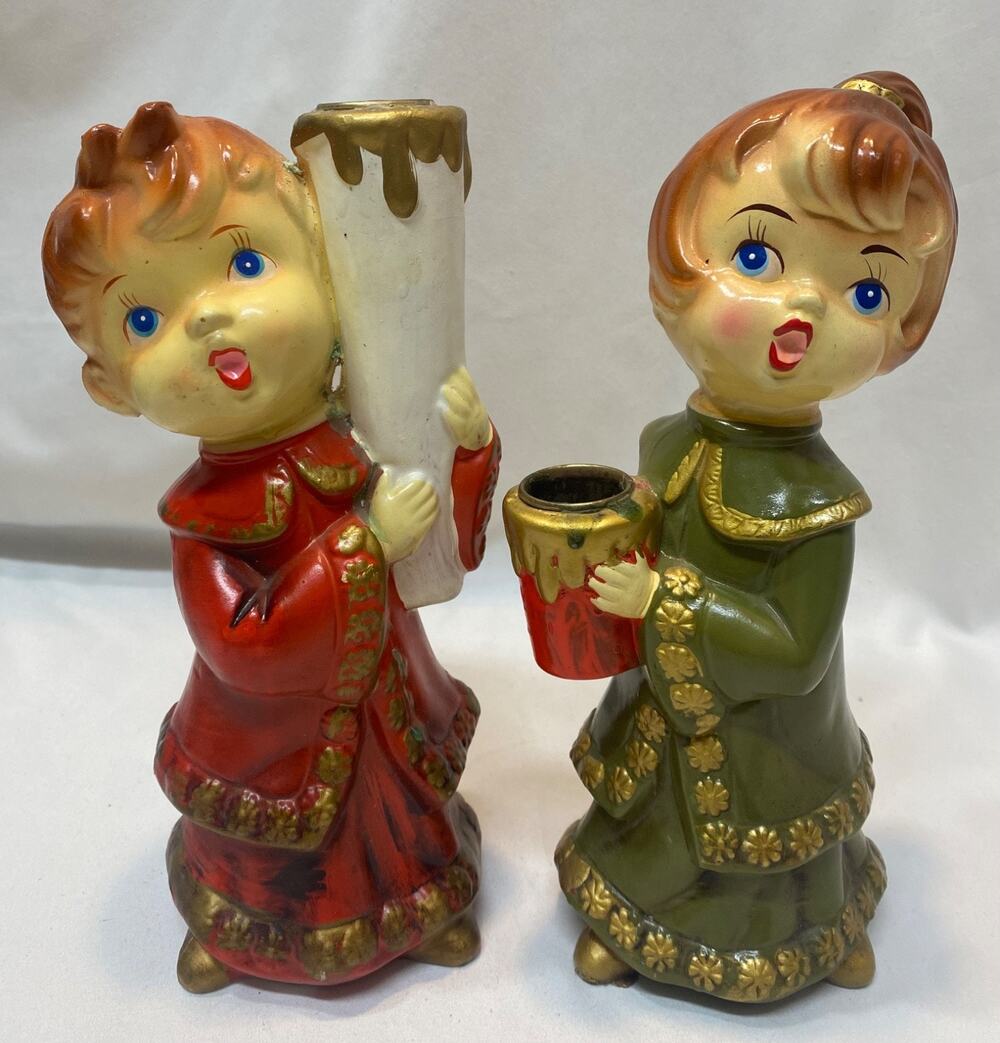 Vtg 60's STAR PLASTICS Christmas Carolers Candle holders Japan